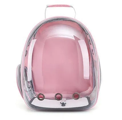 Medium capacity PC plastic pet carrier bag with side opening in astronaut design for cats and small dogs