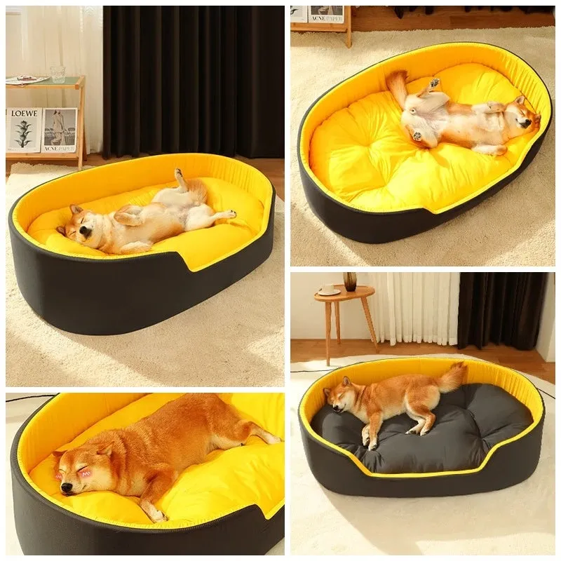 Sponge pet bed stereo nest, yellow black colour, rectangular shape for indoor use