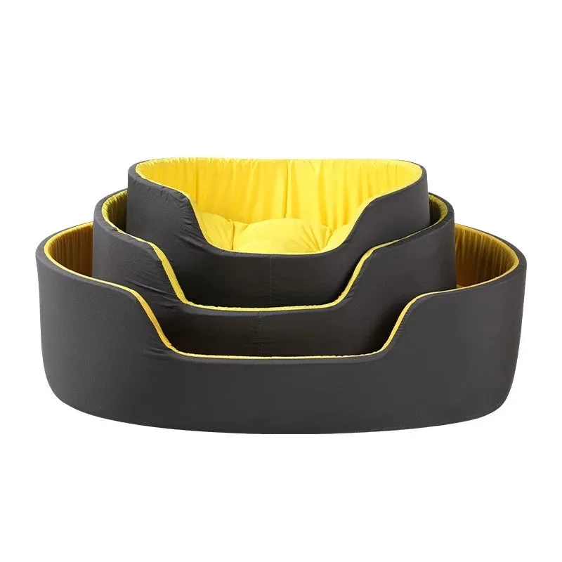 Sponge pet bed stereo nest, yellow black colour, rectangular shape for indoor use