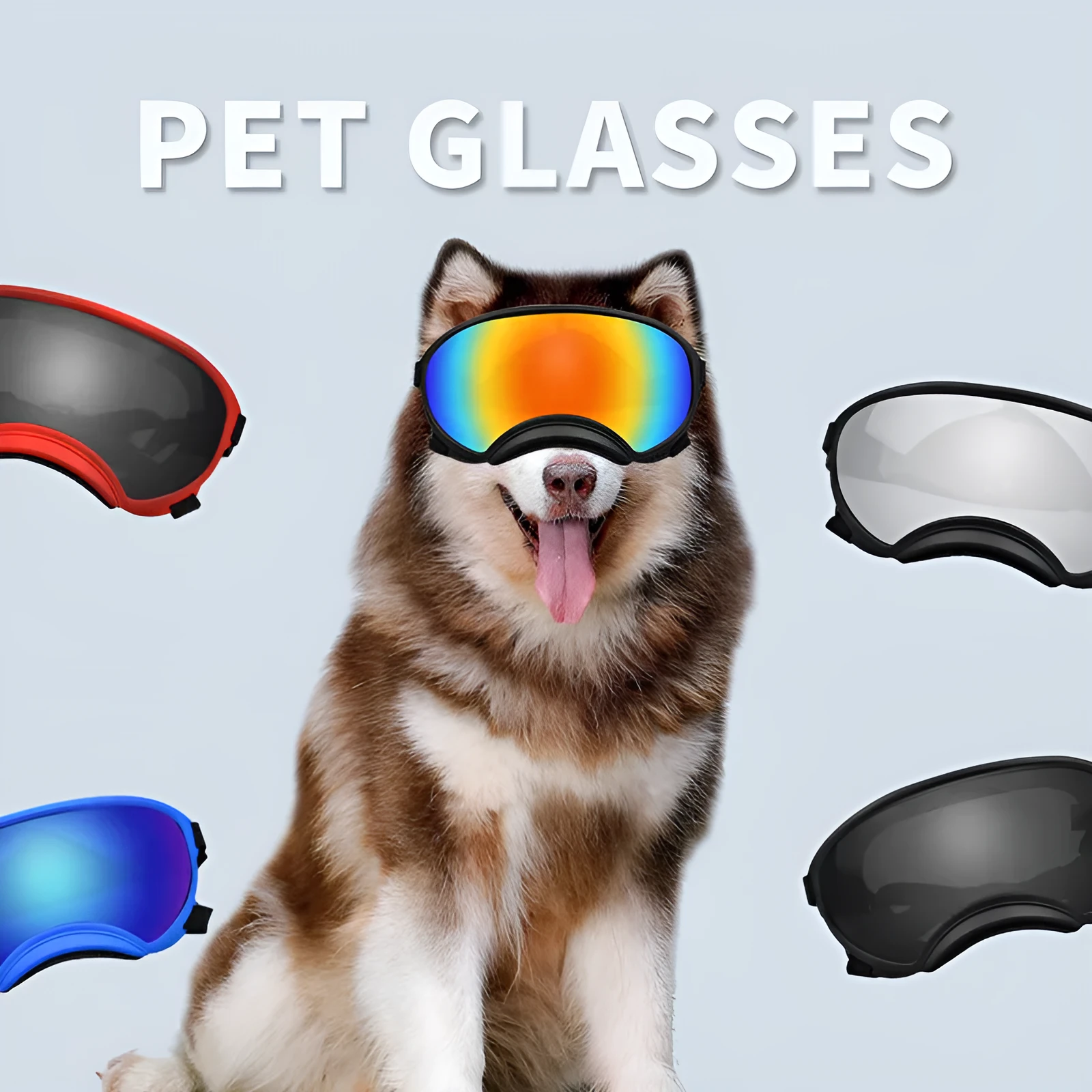 Ski pet dog wind protection goggles in blue, double layer PC anti-fog design for dogs
