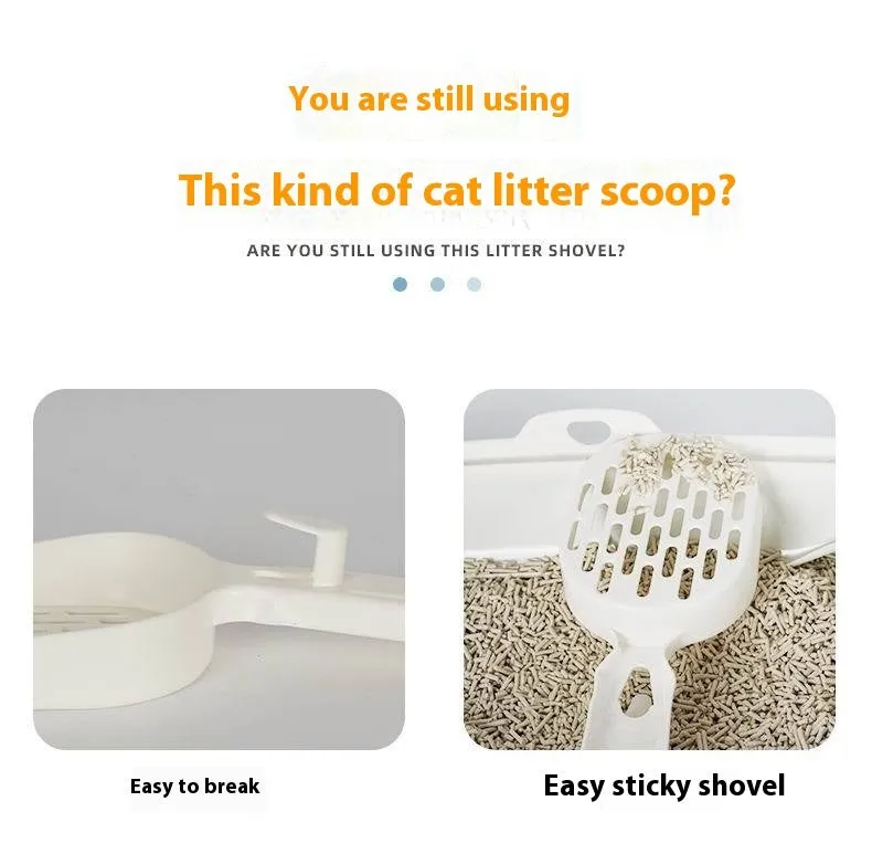 Black metal cat litter scoop with ergonomic handle and fine 0.8cm tine gaps.