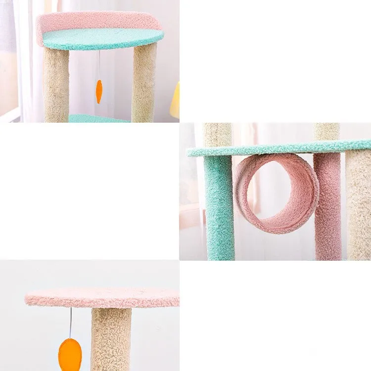 Cat climbing frame with velvet fabric and sisal column in rainforest colour, large size