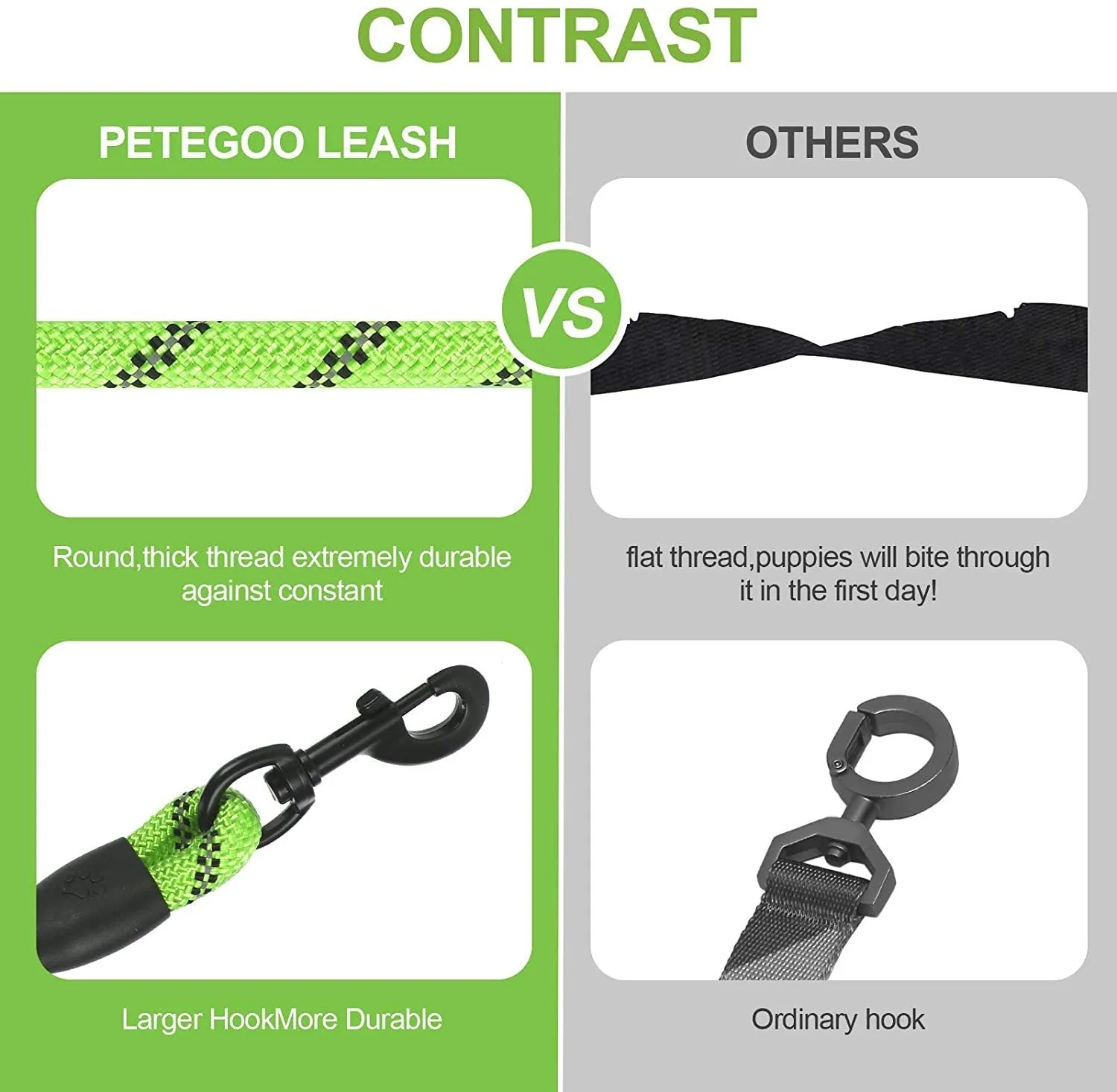 Small medium dog luminous leash chain reflective nylon 1.5m length blue colour padded handle training lead