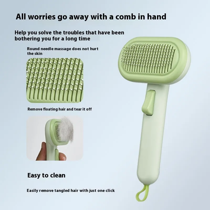Large pet hair removal comb with integrated shaver in light green, pink and light grey colours