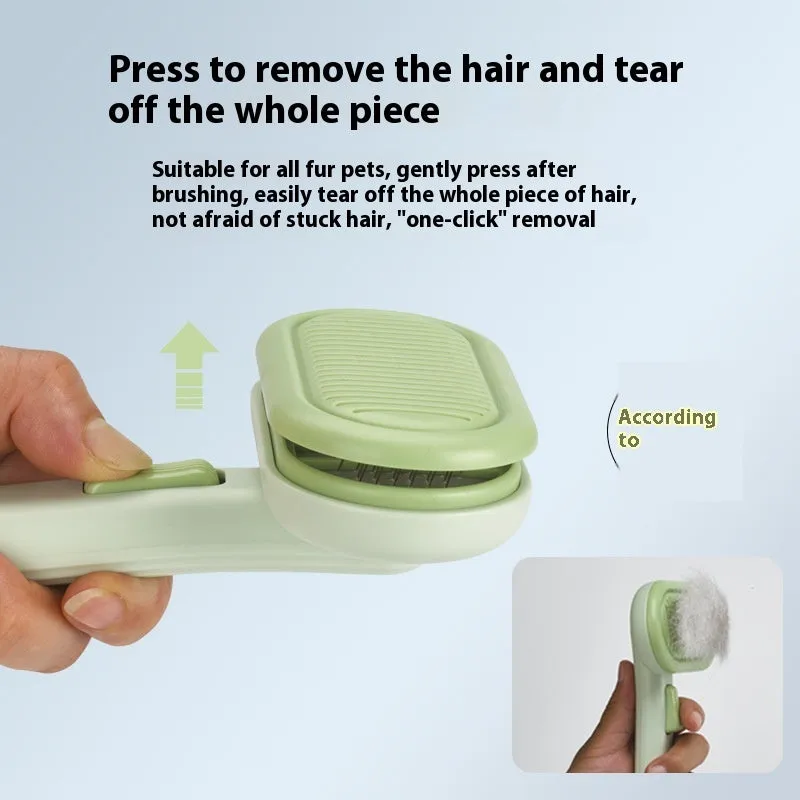 Large pet hair removal comb with integrated shaver in light green, pink and light grey colours