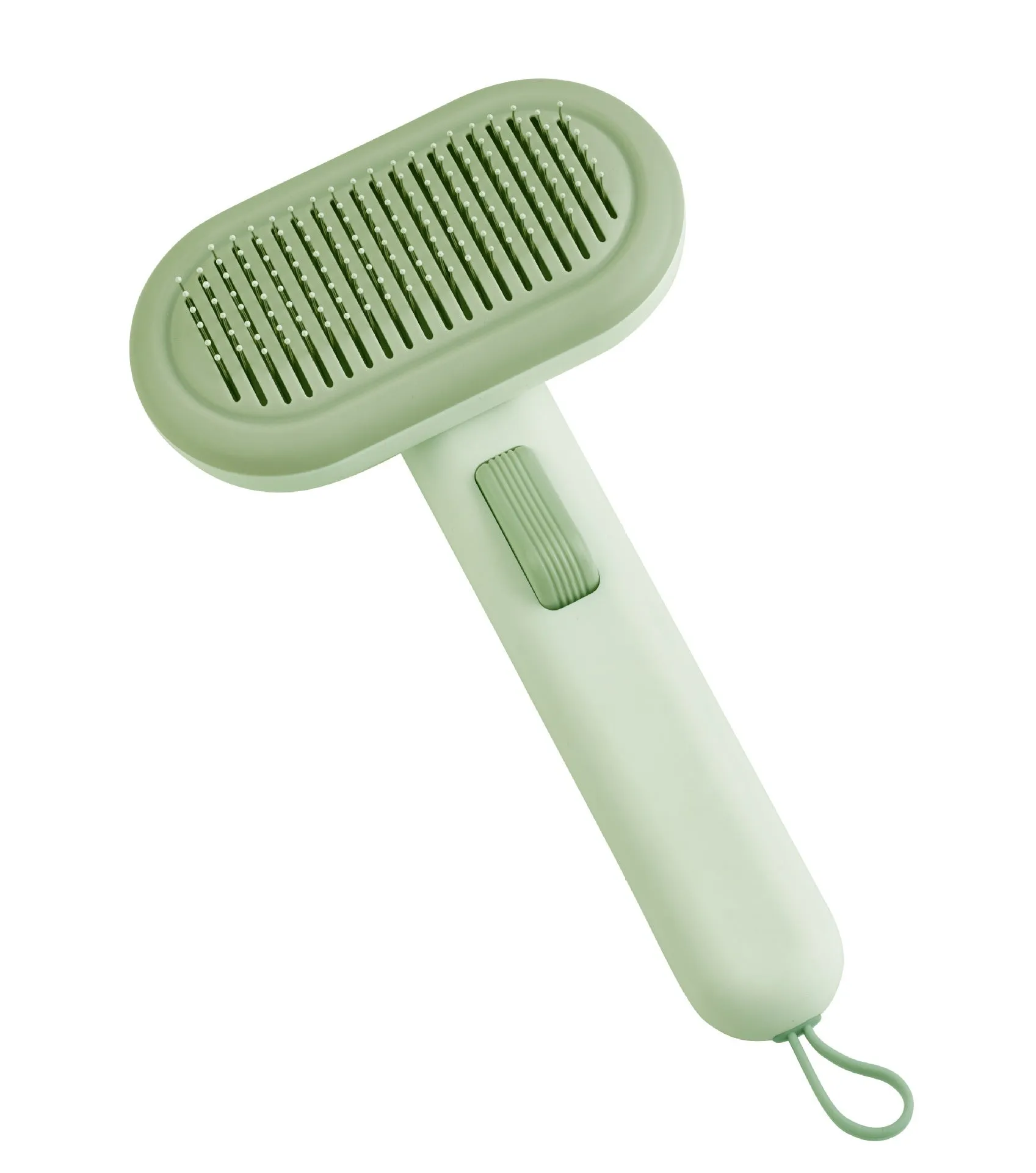 Large pet hair removal comb with integrated shaver in light green, pink and light grey colours