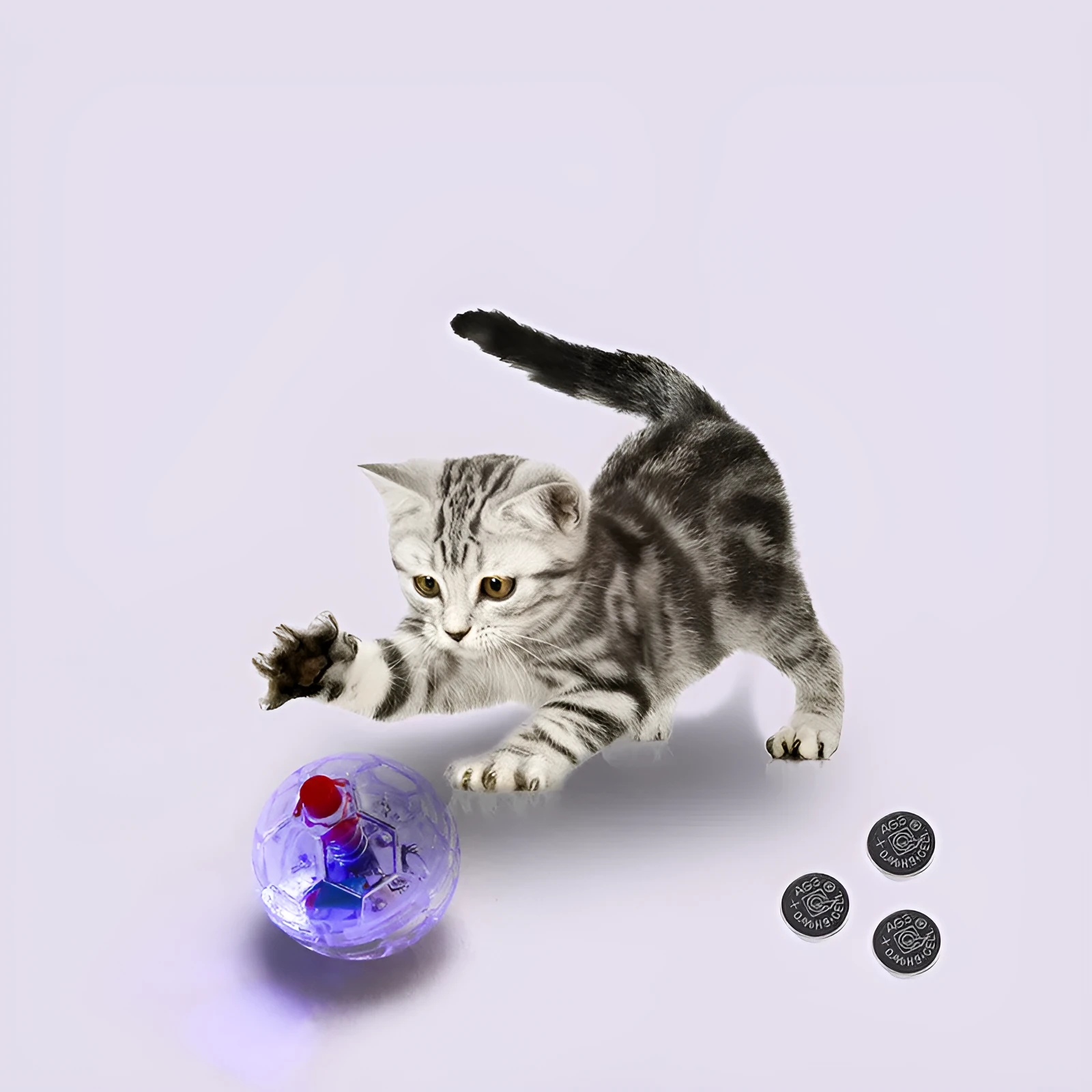 Glowing transparent plastic cat toy ball with card insertion button surface pet interactive fun