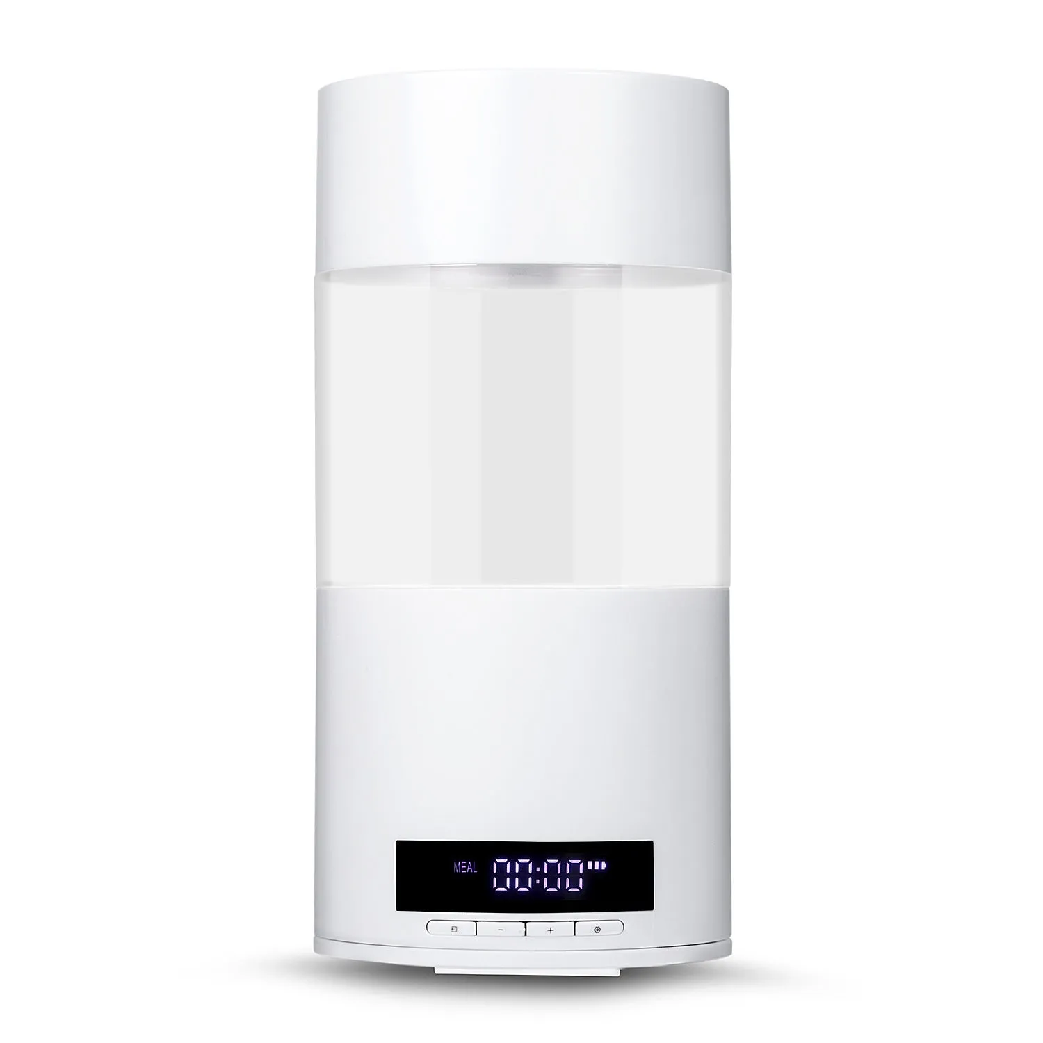 White ABS automatic fish feeder for aquarium, 9x9x18cm, with 24-hour timer and USB cable