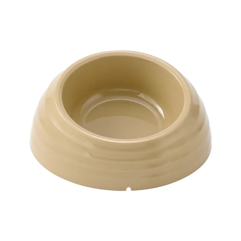 Stainless steel cat bowl feeder available in beige, brown, or light green.