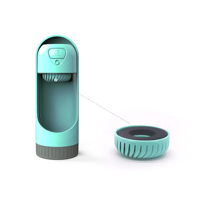 Pet water bottle 300ml BPA-free dog travel cup with leak-proof valve in sky blue colour