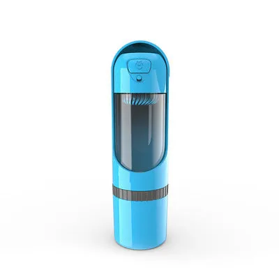 Pet water bottle 300ml BPA-free dog travel cup with leak-proof valve in sky blue colour
