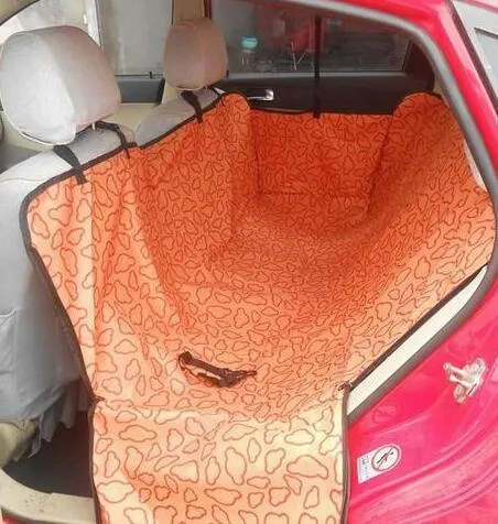 Car back seat cover for pet dog hammock in black Oxford cloth with clasp belt and foldable design