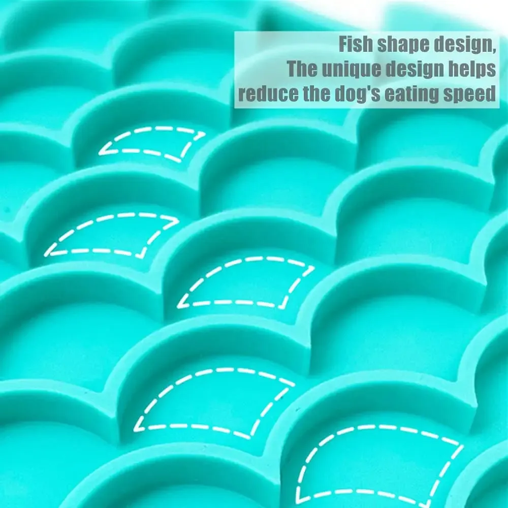 Silicone slow food tray for pets in blue, green, and gray, 24.5 cm long, anti-choking lick mat