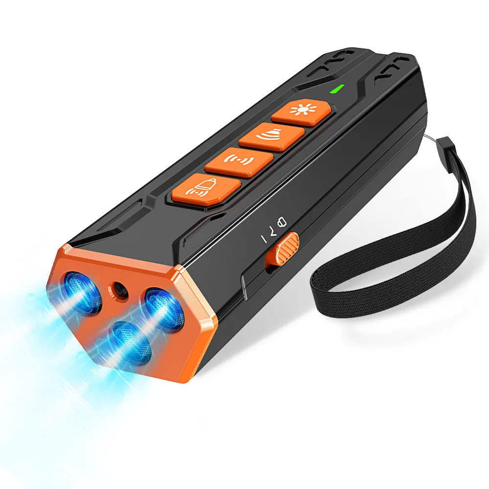 Three-head adjustable ultrasonic dog trainer in grey orange and black orange colour options