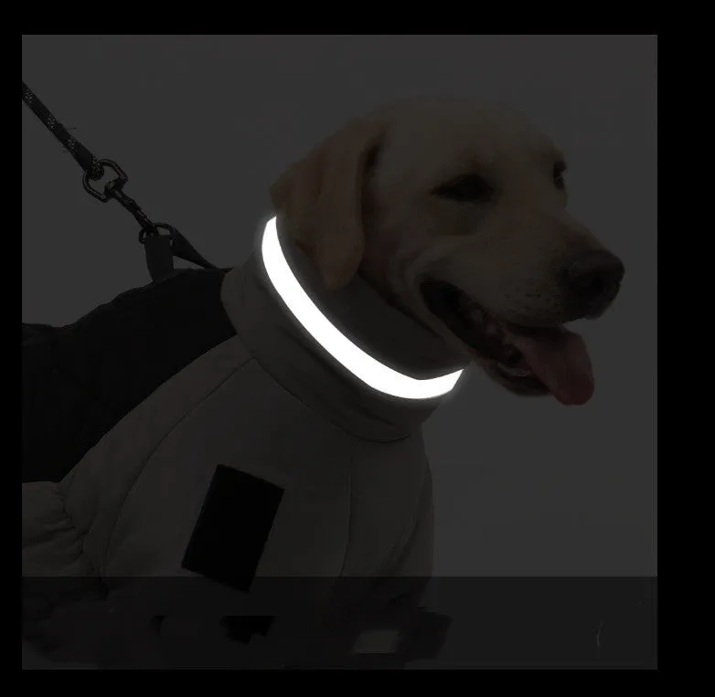 Grey black thickened reflective polyester cotton dog coat for large dogs
