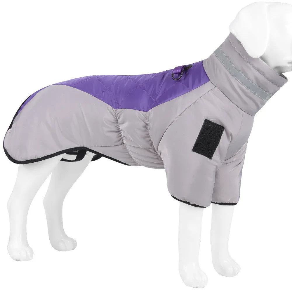 Grey black thickened reflective polyester cotton dog coat for large dogs