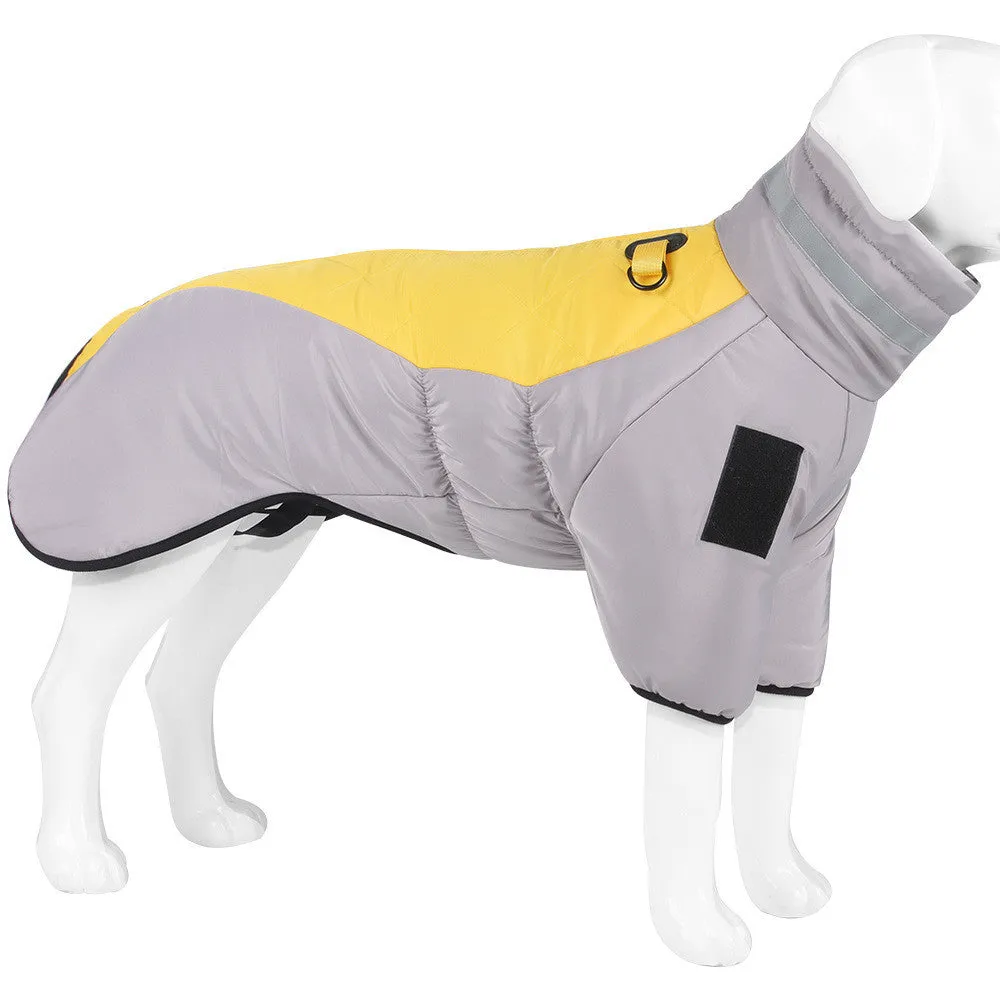 Grey black thickened reflective polyester cotton dog coat for large dogs