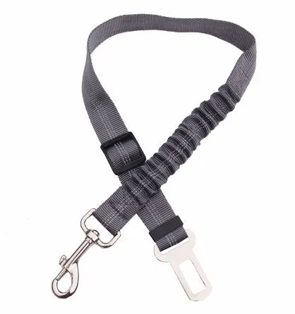 Adjustable dog seat belt harness with elastic safety rope in beige colour