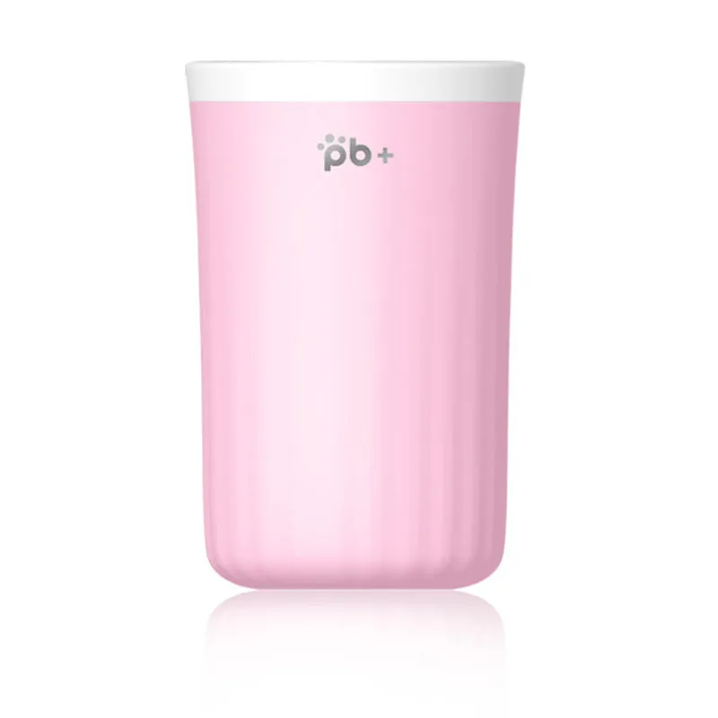 Pet footbath foot cleansing cup in Cherry Pink with soft silicone brushes for cleaning dog or cat paws