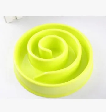 Anti-choke plastic dog bowl in blue, raised interior design, 20cm size for healthy slow feeding