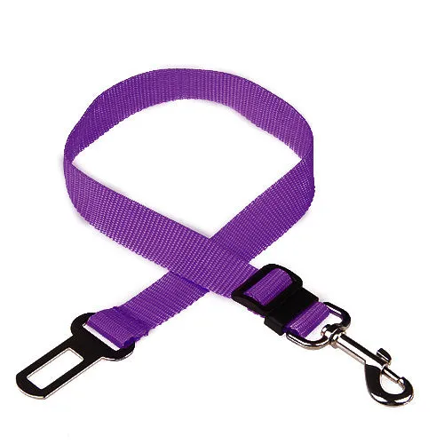 Adjustable dog car safety seat belt with PP material, 2.5cm width, adjustable 48-74cm length, in multiple colours