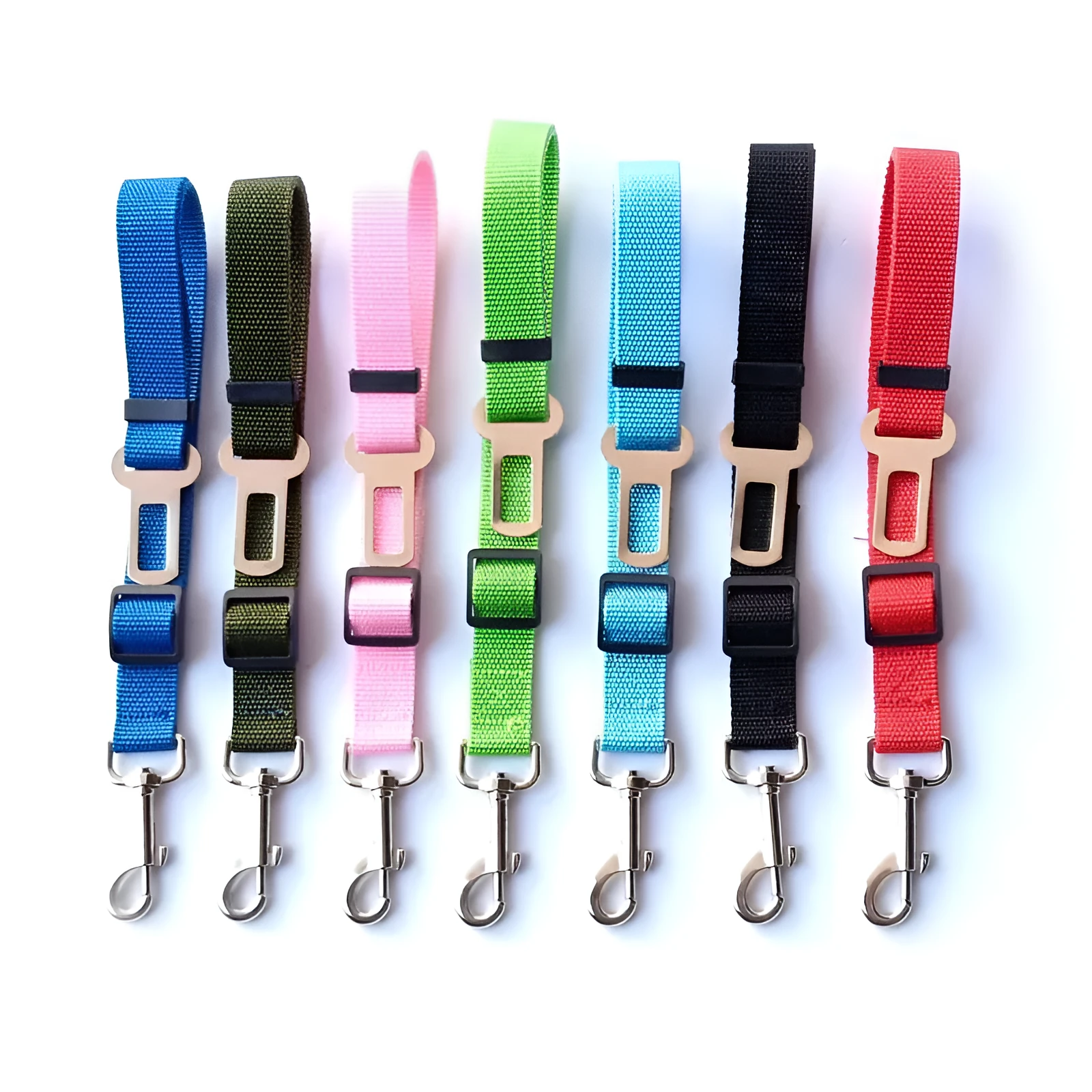 Adjustable dog car safety seat belt with PP material, 2.5cm width, adjustable 48-74cm length, in multiple colours