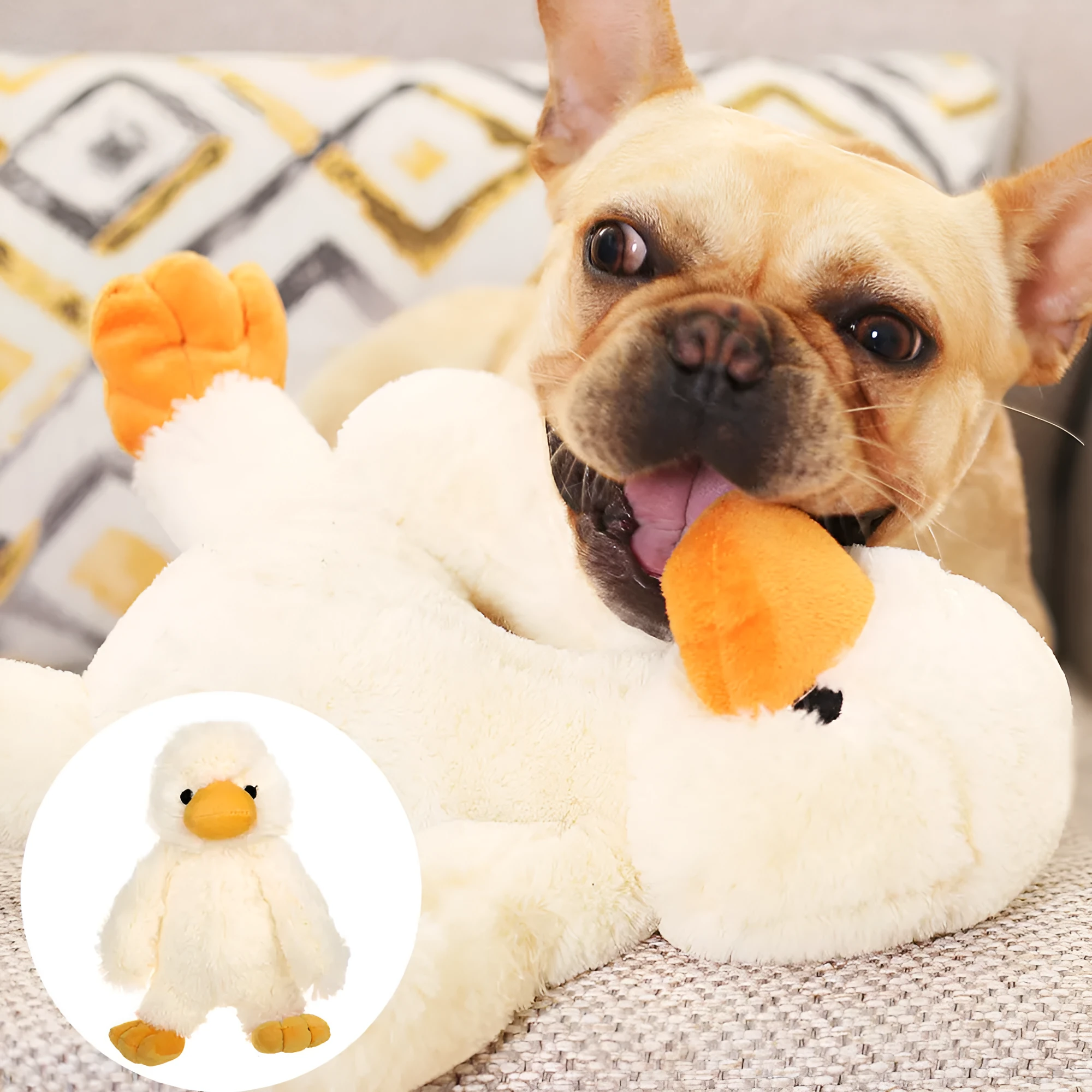 Plush white duckling vocal toy for dogs with squeaker, 23cm and 35cm sizes available