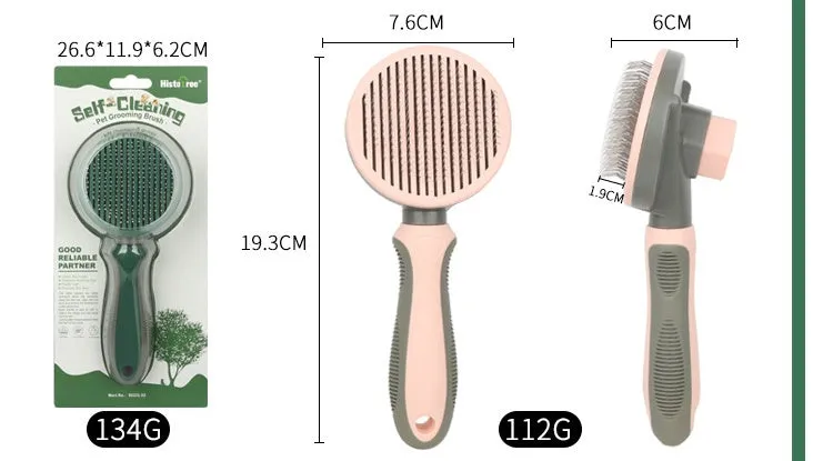 Automatic hair removal comb in green with stainless steel coarse needles, plastic and TPR body on white background