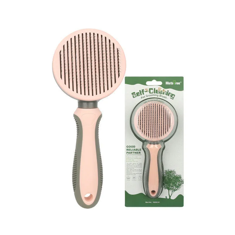 Automatic hair removal comb in green with stainless steel coarse needles, plastic and TPR body on white background