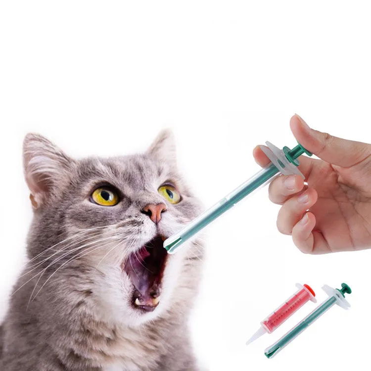 Two silicone pet pill shooters with soft tips for medication administration