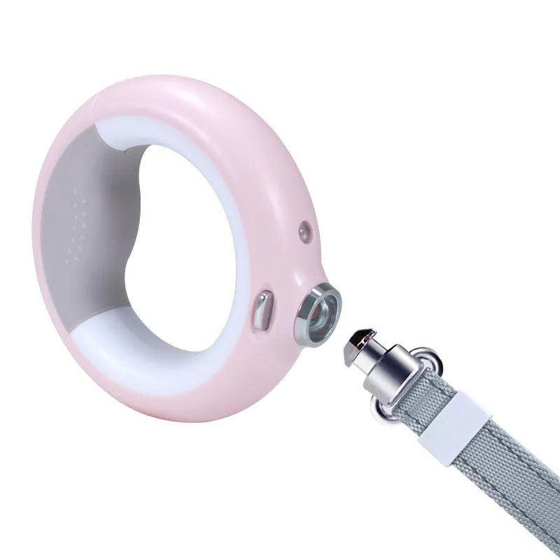 Luminous automatic telescopic dog rope in pink with USB rechargeable lithium battery and ABS housing