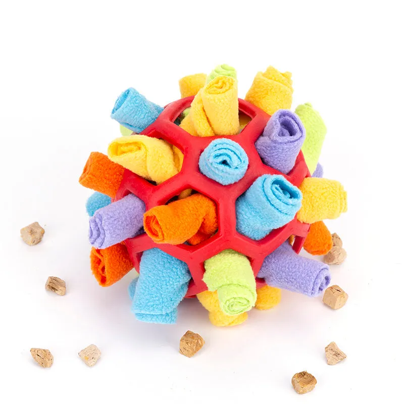 20cm polar fleece snuffle ball for dogs, designed for slow feeding and enrichment