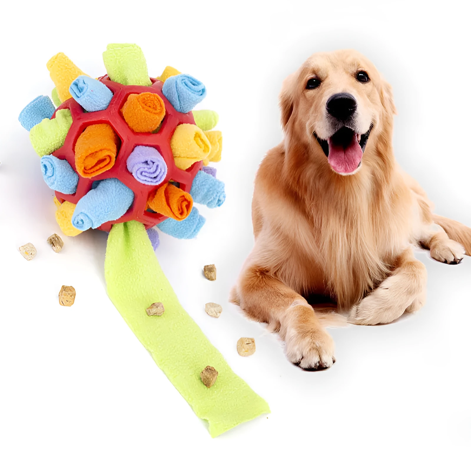 20cm polar fleece snuffle ball for dogs, designed for slow feeding and enrichment