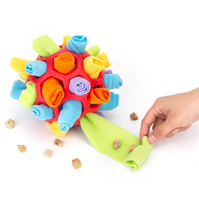 20cm polar fleece snuffle ball for dogs, designed for slow feeding and enrichment