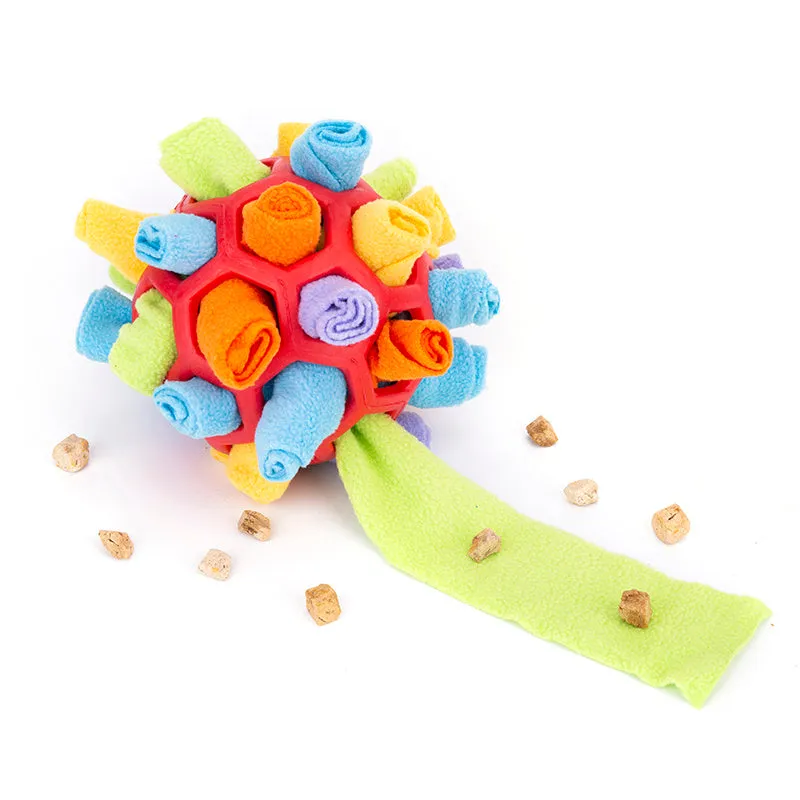 20cm polar fleece snuffle ball for dogs, designed for slow feeding and enrichment