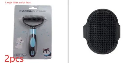 Pets Dematting Comb for Dogs and Cats – Stainless Steel Grooming Brush for Knots and Tangles – Effective Hair Removal Comb for Medium and Long-Haired Pets – Available in Blue, Red, and Large Sizes
