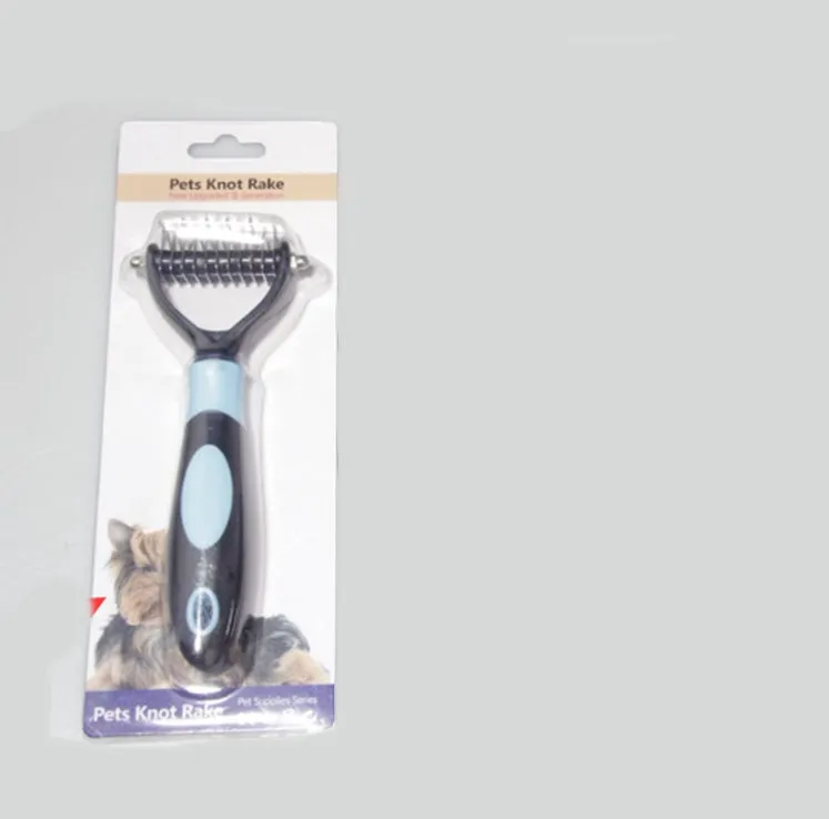 Pets Dematting Comb for Dogs and Cats – Stainless Steel Grooming Brush for Knots and Tangles – Effective Hair Removal Comb for Medium and Long-Haired Pets – Available in Blue, Red, and Large Sizes