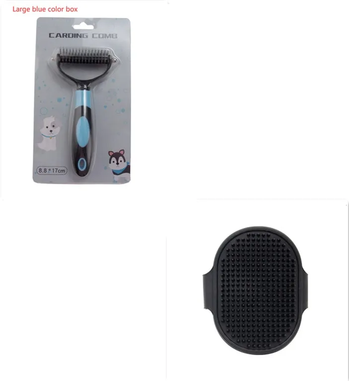 Pets Dematting Comb for Dogs and Cats – Stainless Steel Grooming Brush for Knots and Tangles – Effective Hair Removal Comb for Medium and Long-Haired Pets – Available in Blue, Red, and Large Sizes