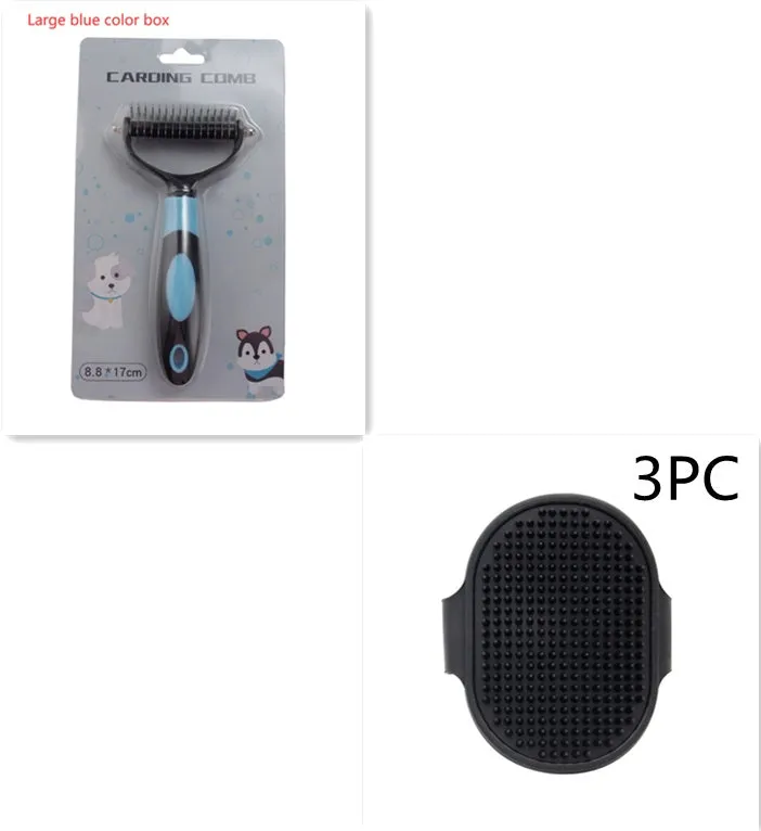 Pets Dematting Comb for Dogs and Cats – Stainless Steel Grooming Brush for Knots and Tangles – Effective Hair Removal Comb for Medium and Long-Haired Pets – Available in Blue, Red, and Large Sizes