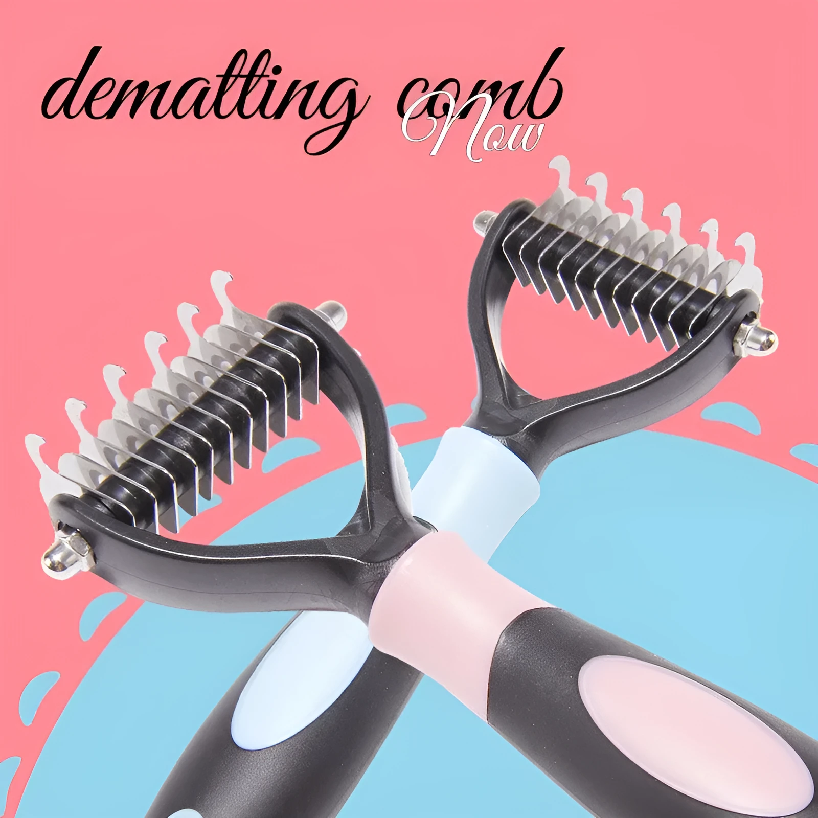 Pets Dematting Comb for Dogs and Cats – Stainless Steel Grooming Brush for Knots and Tangles – Effective Hair Removal Comb for Medium and Long-Haired Pets – Available in Blue, Red, and Large Sizes