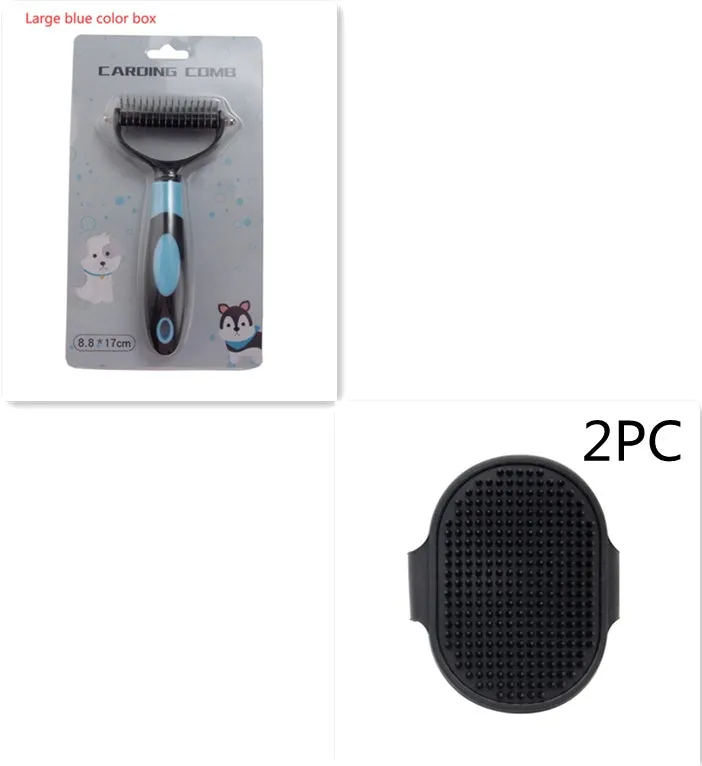 Pets Dematting Comb for Dogs and Cats – Stainless Steel Grooming Brush for Knots and Tangles – Effective Hair Removal Comb for Medium and Long-Haired Pets – Available in Blue, Red, and Large Sizes