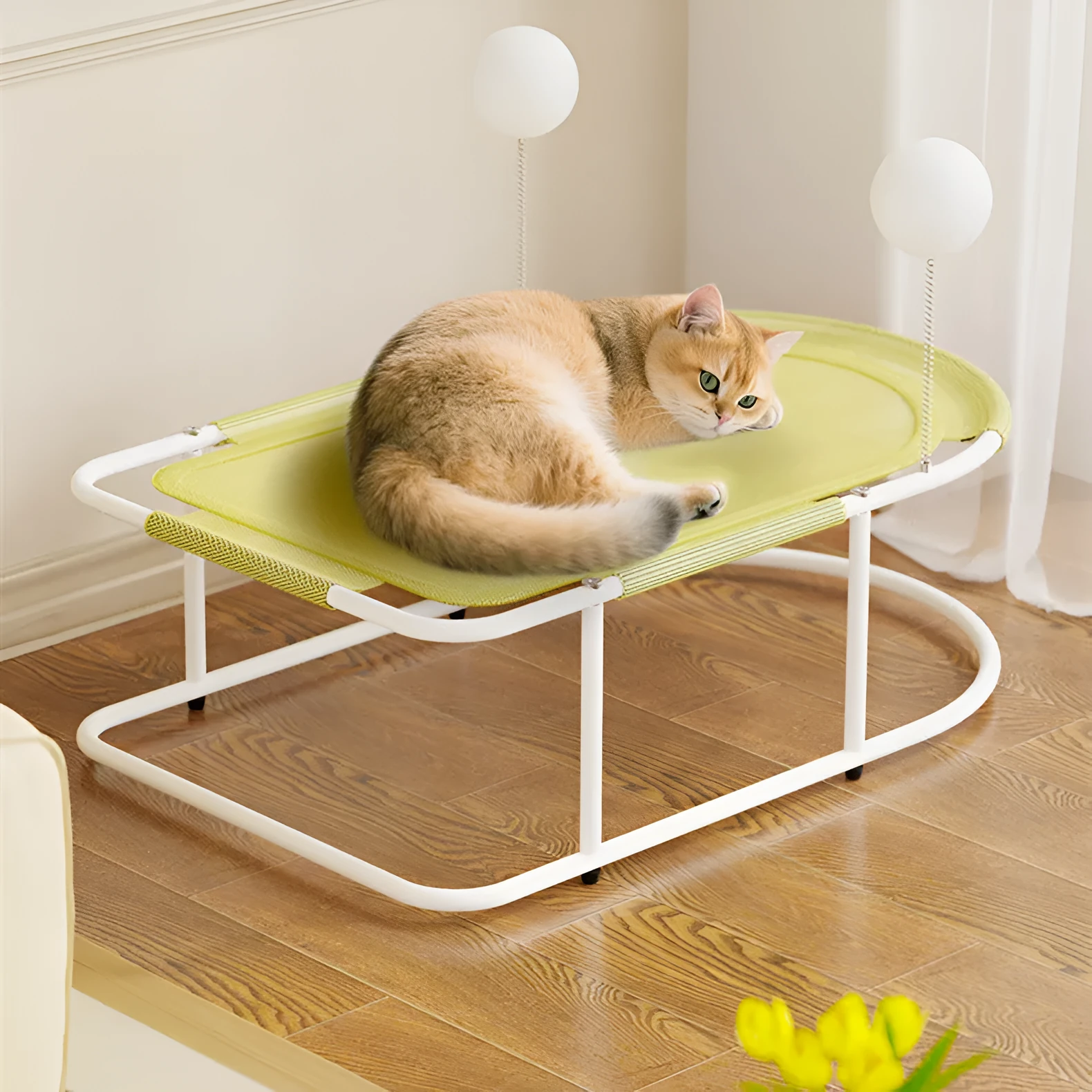Large grey fabric cat kennel with breathable bracket design, serving as a pet bed and cage.
