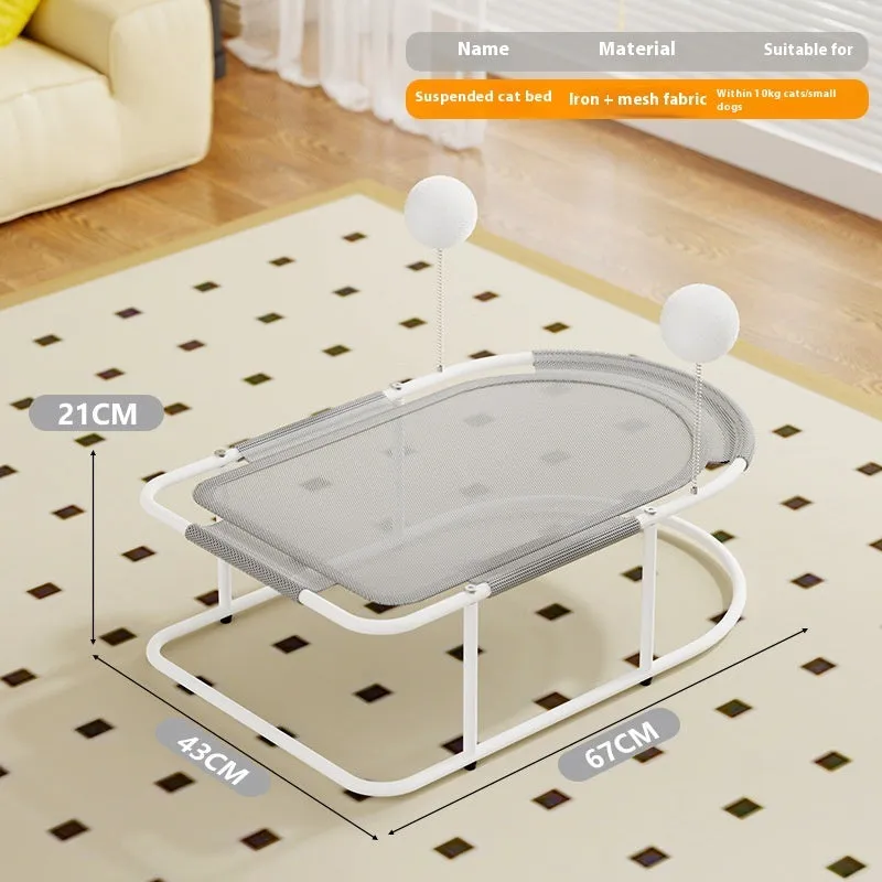 Large grey fabric cat kennel with breathable bracket design, serving as a pet bed and cage.