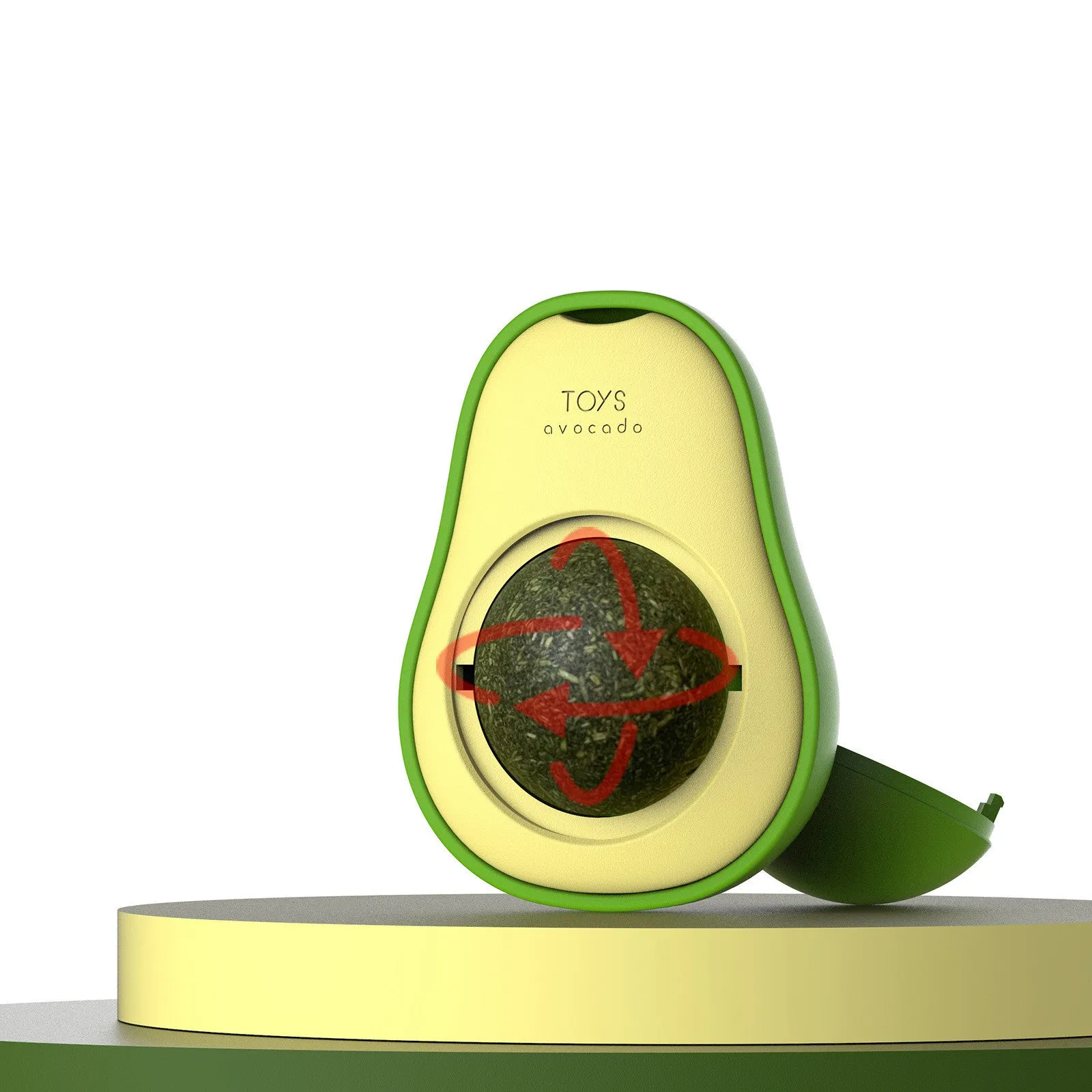 Avocado cat mint multifunctional catnip toy with 360 rotating self-healing design, 27mm ABS sphere, green and white colour