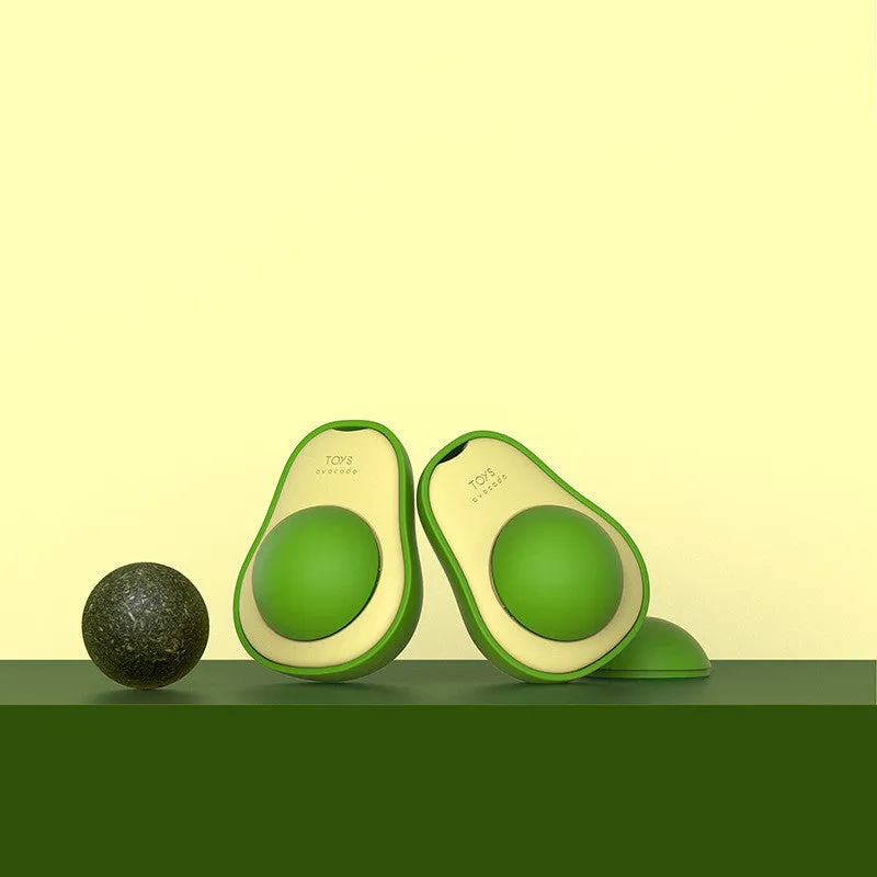 Avocado cat mint multifunctional catnip toy with 360 rotating self-healing design, 27mm ABS sphere, green and white colour