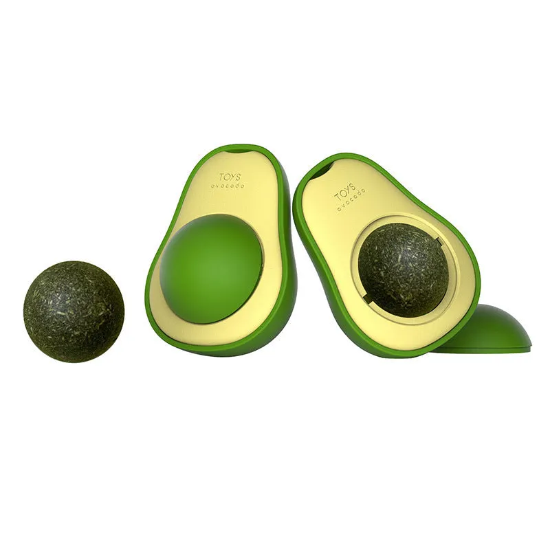 Avocado cat mint multifunctional catnip toy with 360 rotating self-healing design, 27mm ABS sphere, green and white colour