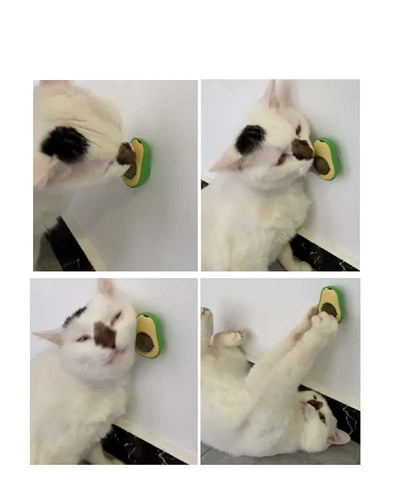 Avocado cat mint multifunctional catnip toy with 360 rotating self-healing design, 27mm ABS sphere, green and white colour