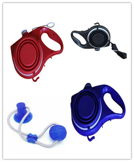 Plastic dog leash with water bottle and cup, 23CM x 17CM, blue colour option