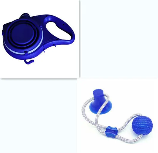 Plastic dog leash with water bottle and cup, 23CM x 17CM, blue colour option