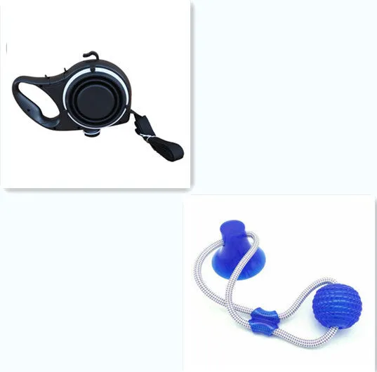 Plastic dog leash with water bottle and cup, 23CM x 17CM, blue colour option